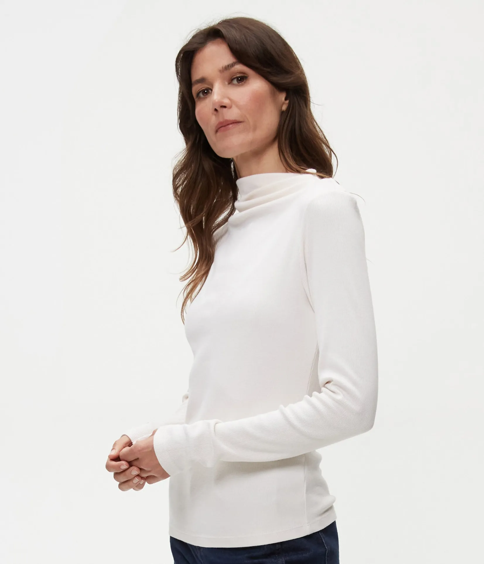 janine_mock_neck_top_22.webp Michael Stars Janine Mock Neck Top- T-Shirts | Ultra Rib T-Shirts