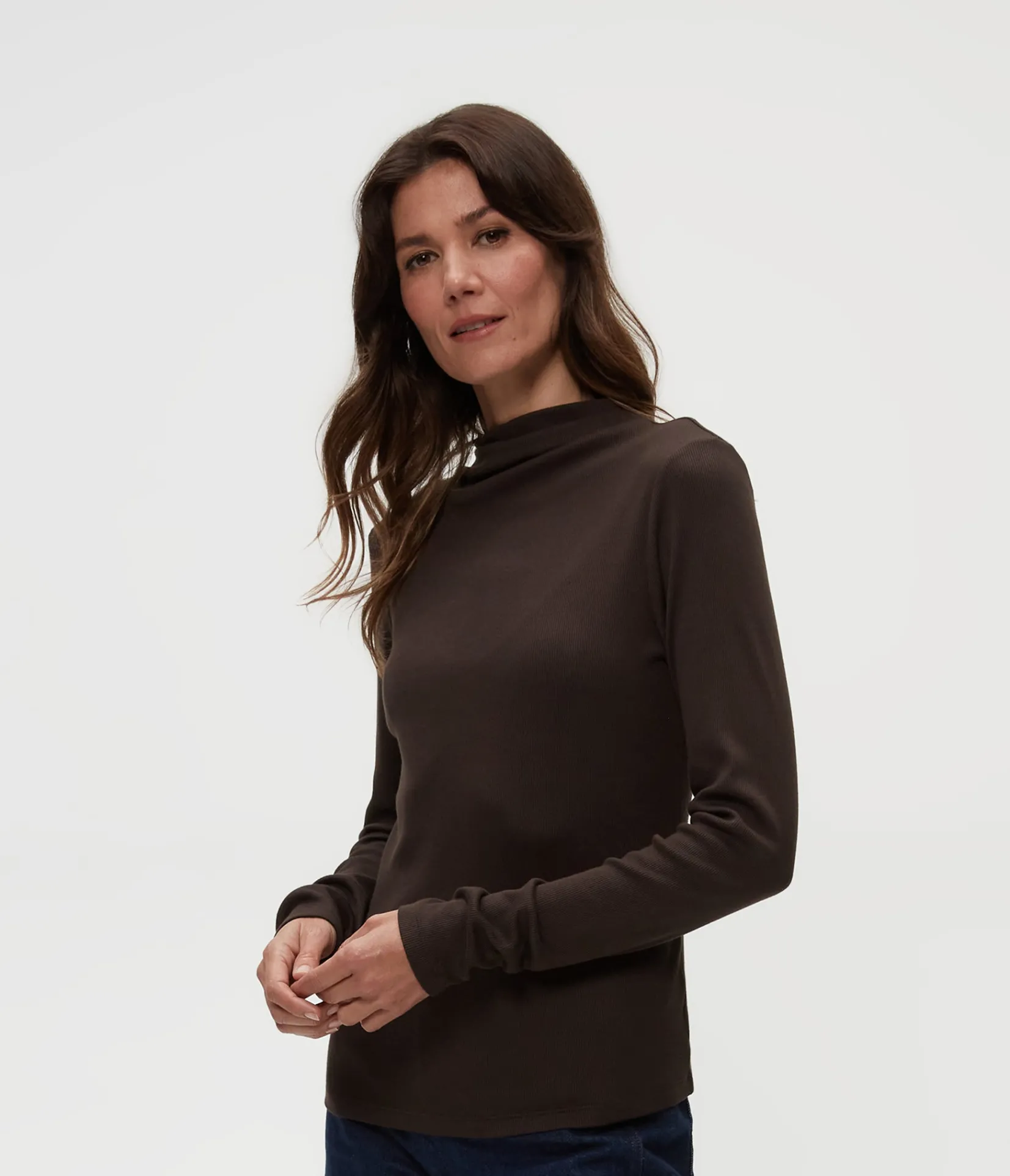 janine_mock_neck_top_26.webp Michael Stars Janine Mock Neck Top- T-Shirts | Ultra Rib T-Shirts