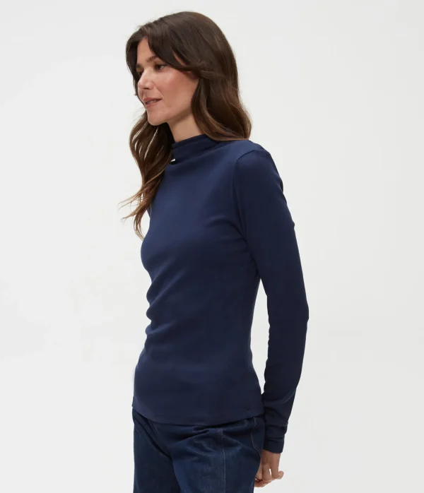 Michael Stars Janine Mock Neck Top- T-Shirts | Ultra Rib T-Shirts