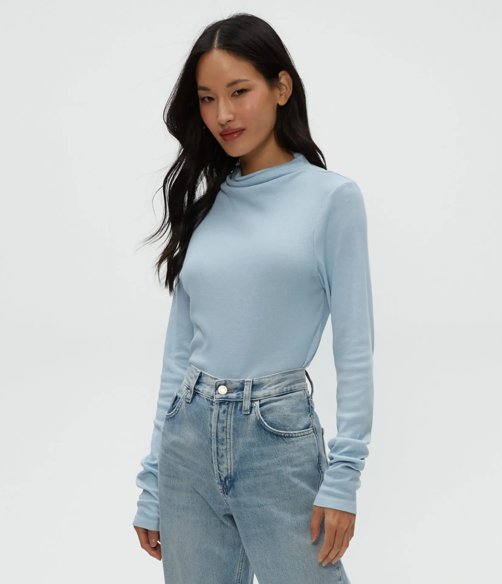 janine_mock_neck_top_38.webp Michael Stars Janine Mock Neck Top- T-Shirts | Ultra Rib T-Shirts