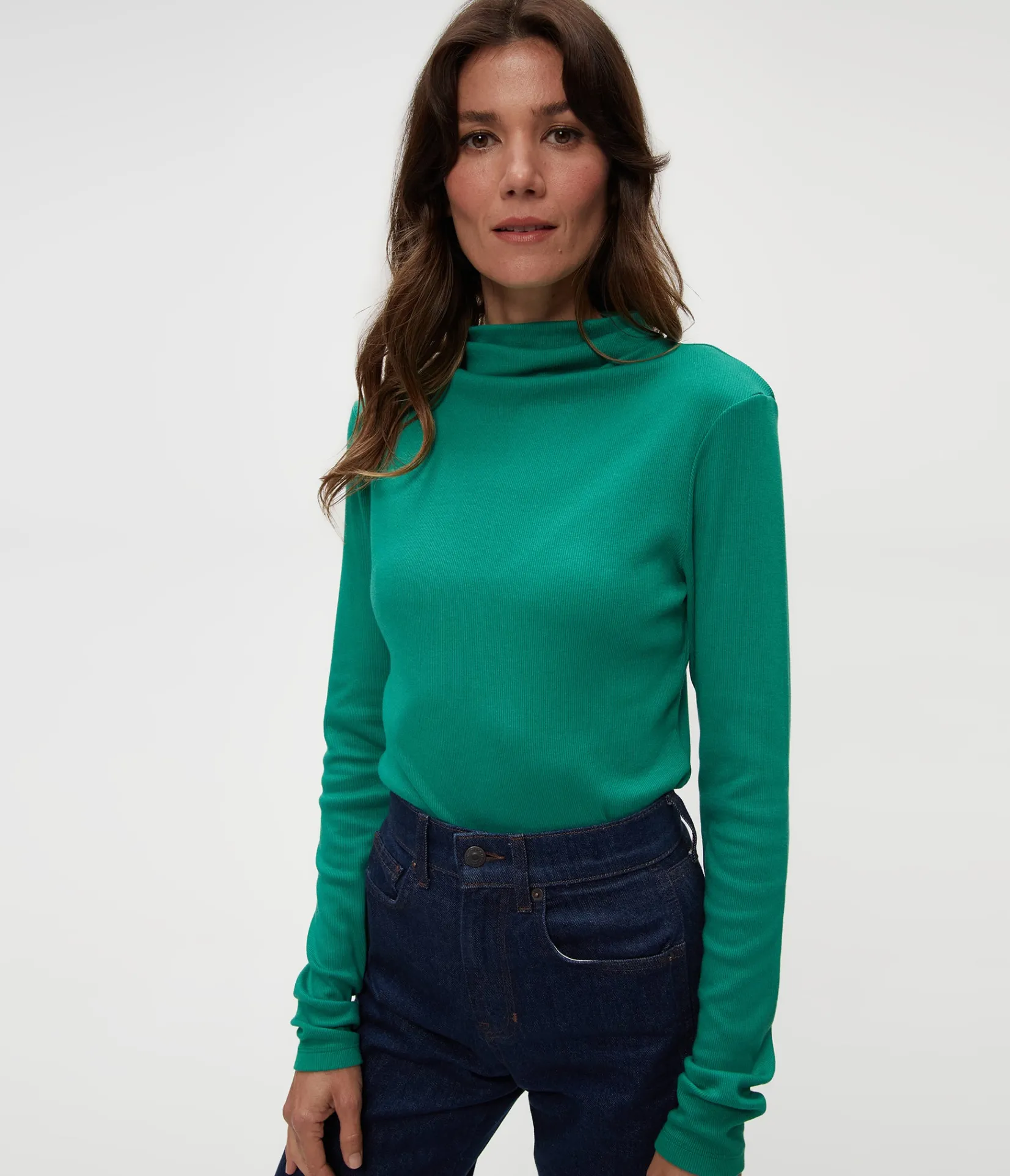 janine_mock_neck_top_4.webp Michael Stars Janine Mock Neck Top- T-Shirts | Ultra Rib T-Shirts