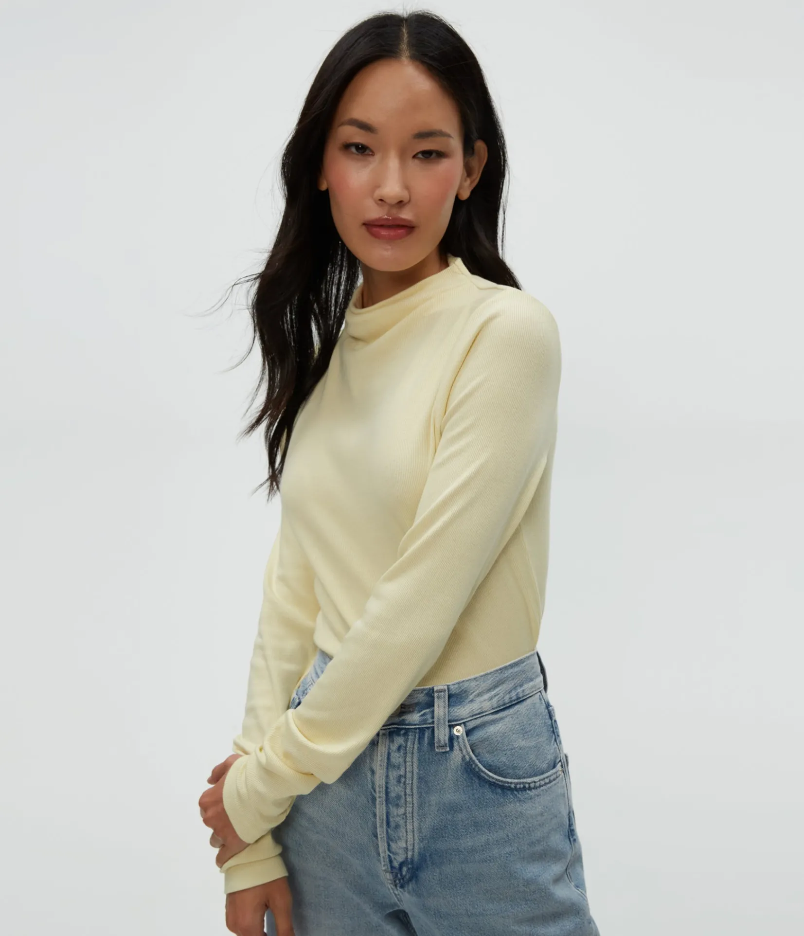 janine_mock_neck_top_40.webp Michael Stars Janine Mock Neck Top- T-Shirts | Ultra Rib T-Shirts