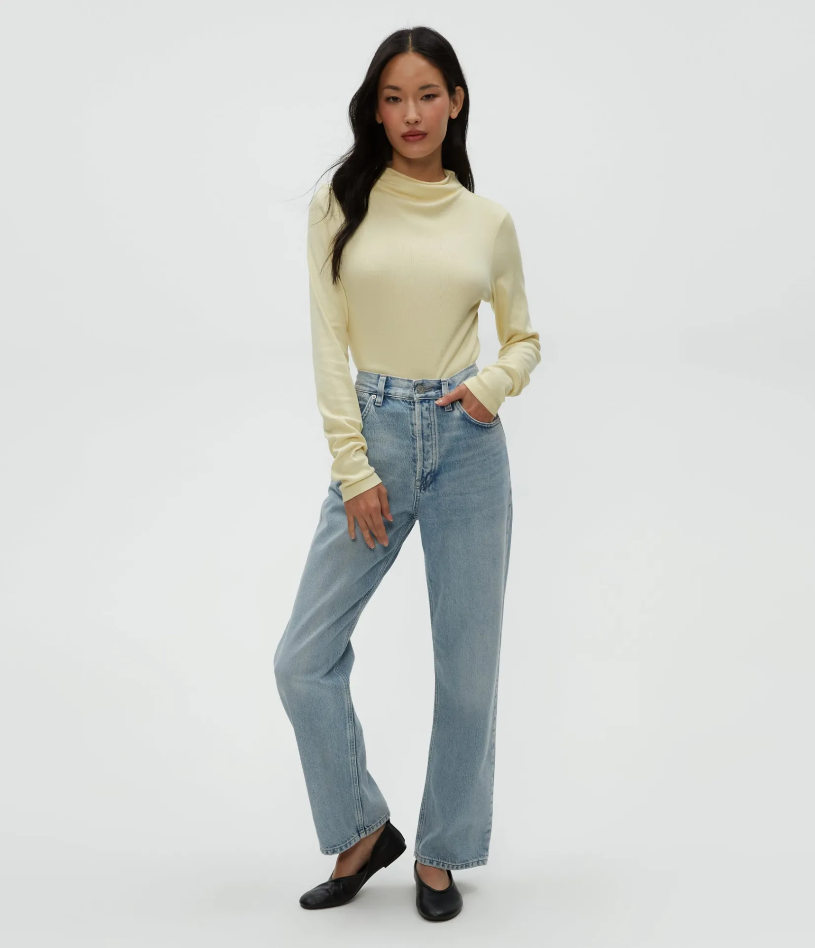 janine_mock_neck_top_41.webp Michael Stars Janine Mock Neck Top- T-Shirts | Ultra Rib T-Shirts
