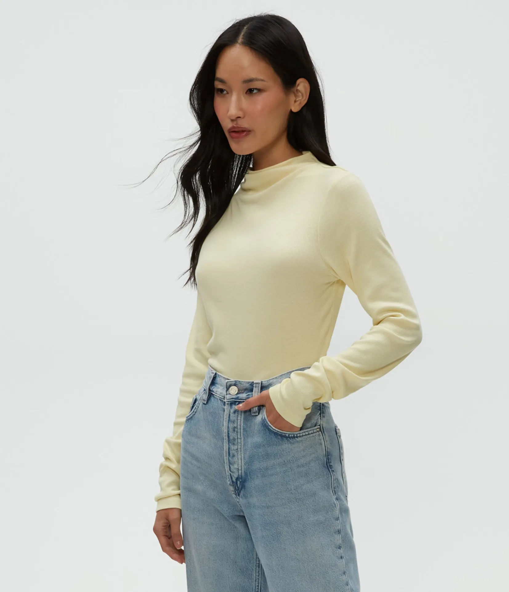 janine_mock_neck_top_42.webp Michael Stars Janine Mock Neck Top- T-Shirts | Ultra Rib T-Shirts