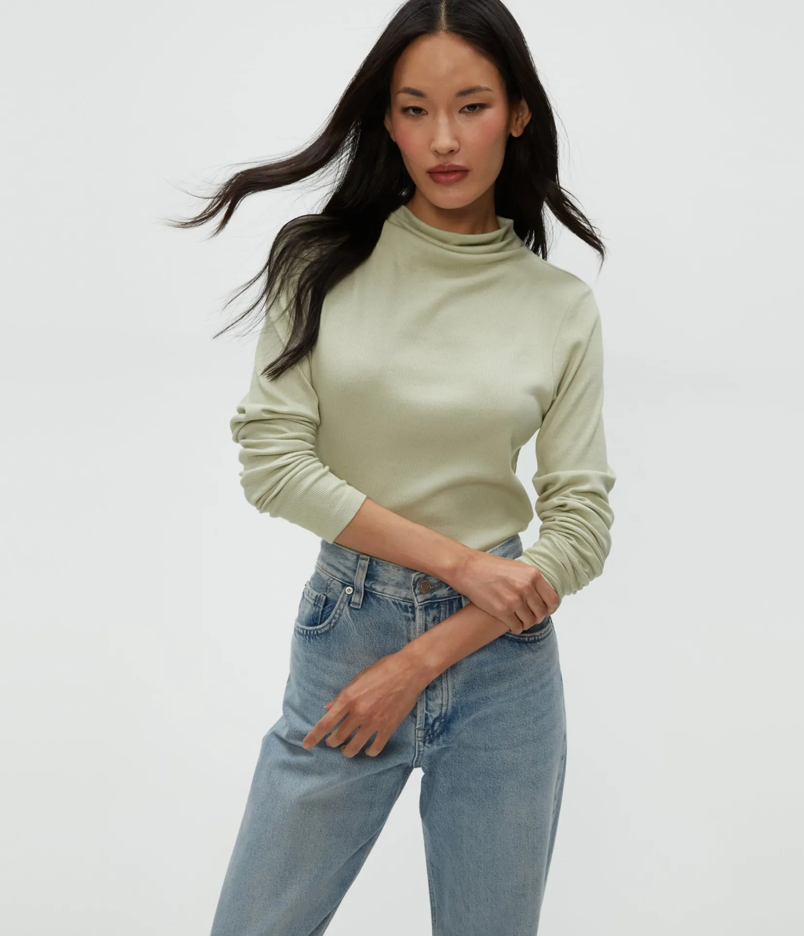 janine_mock_neck_top_44.webp Michael Stars Janine Mock Neck Top- T-Shirts | Ultra Rib T-Shirts