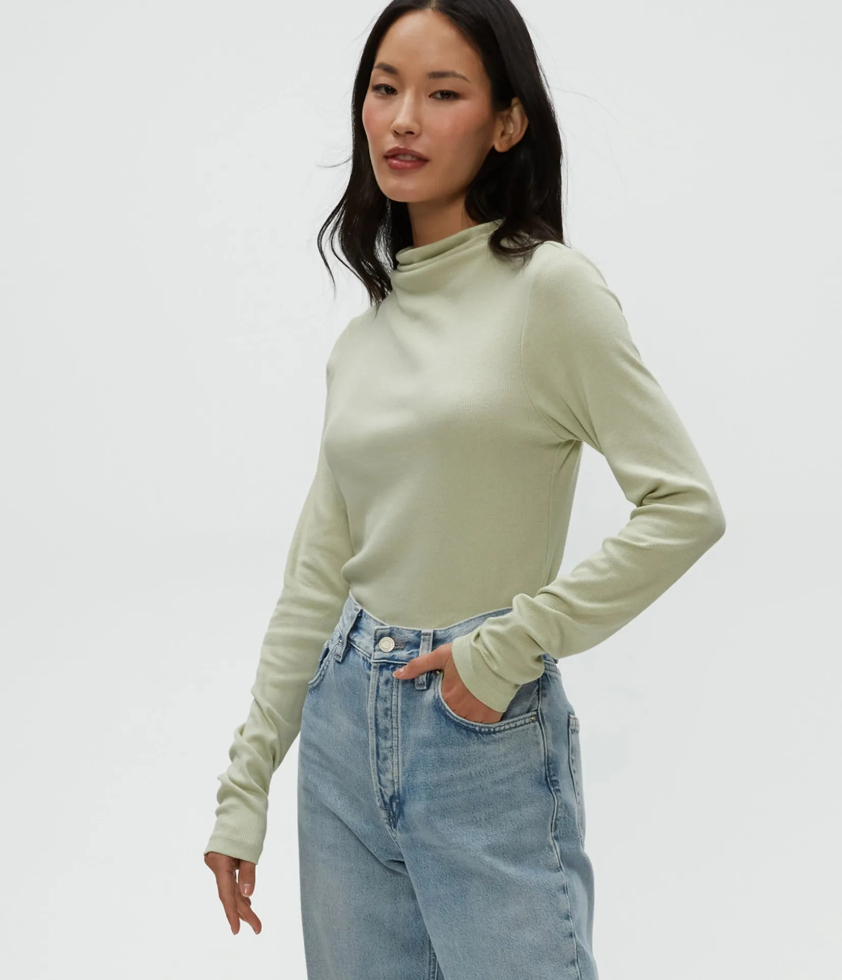 janine_mock_neck_top_46.webp Michael Stars Janine Mock Neck Top- T-Shirts | Ultra Rib T-Shirts