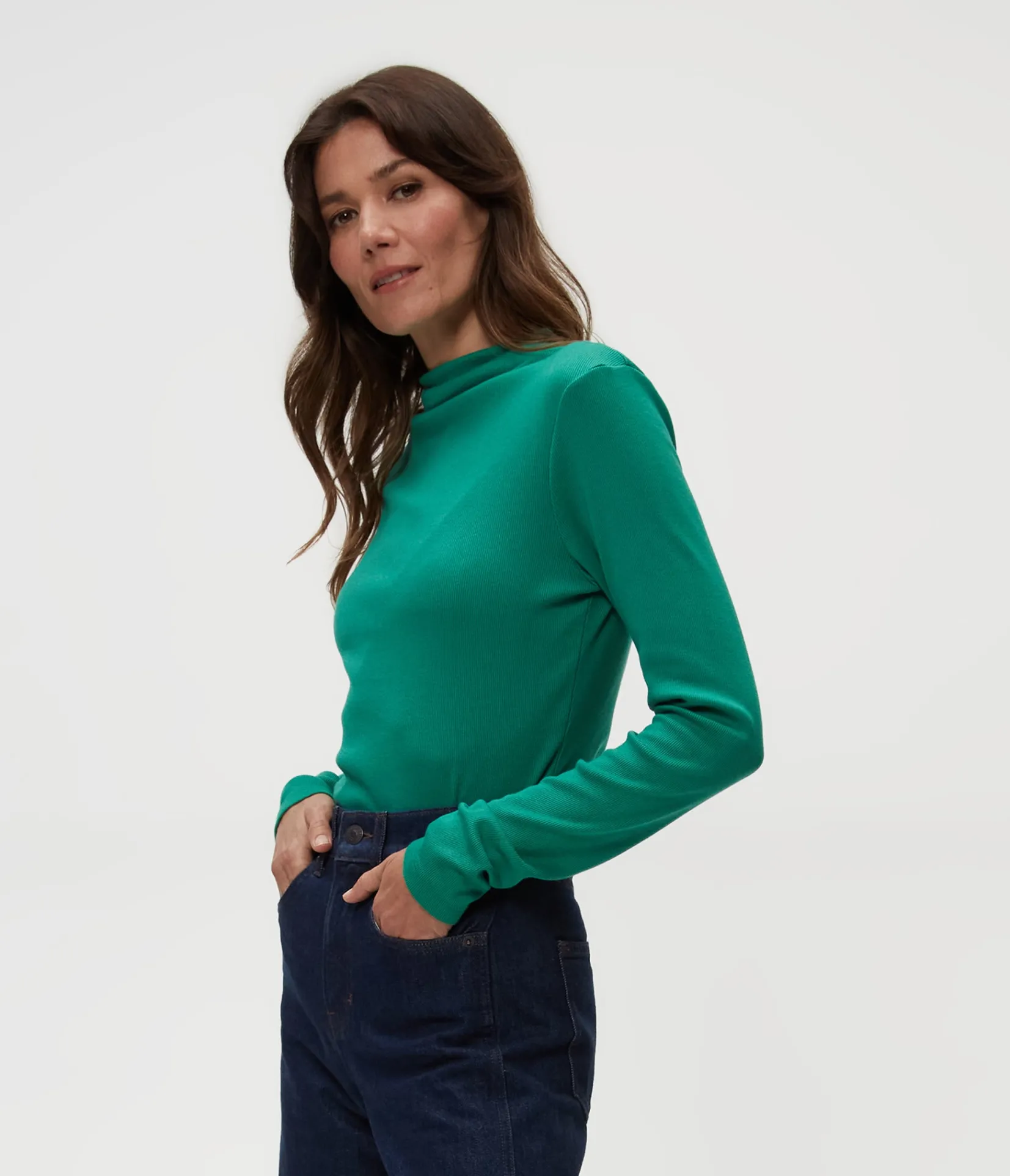 janine_mock_neck_top_6.webp Michael Stars Janine Mock Neck Top- T-Shirts | Ultra Rib T-Shirts
