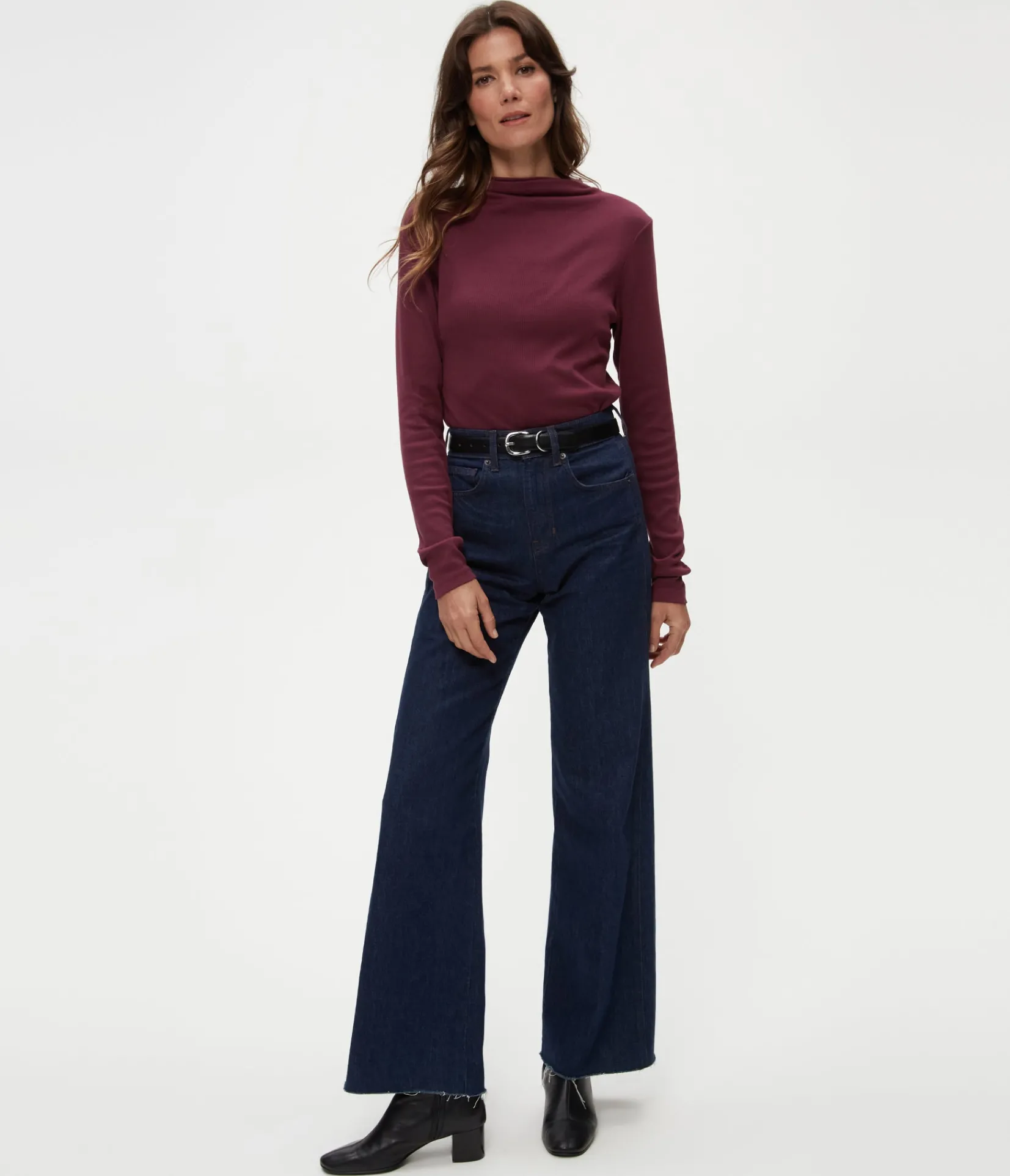 janine_mock_neck_top_9.webp Michael Stars Janine Mock Neck Top- T-Shirts | Ultra Rib T-Shirts