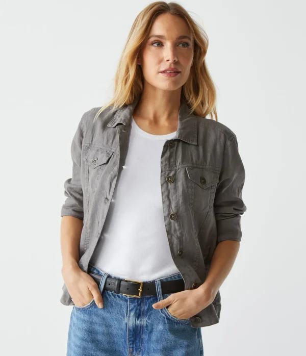 Michael Stars Jean Linen Jacket- Blazers, Jackets & Outerwear