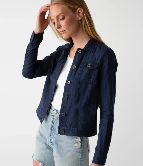 Michael Stars Jean Linen Jacket- Blazers, Jackets & Outerwear