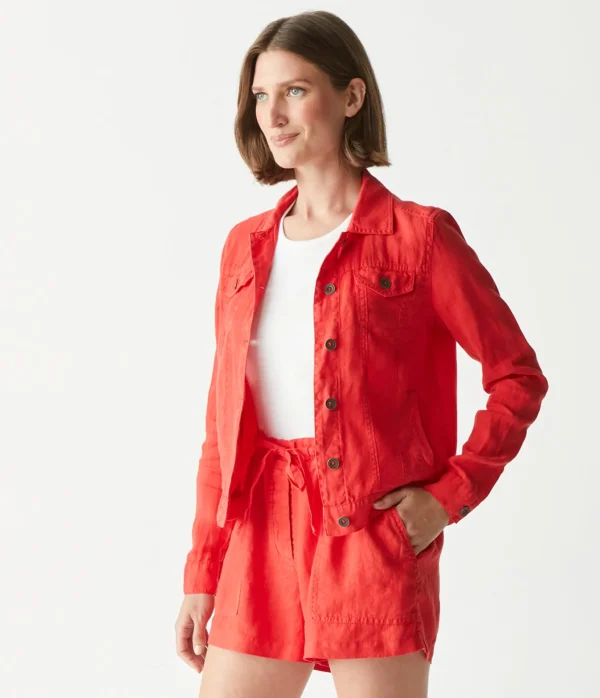 Michael Stars Jean Linen Jacket- Blazers, Jackets & Outerwear