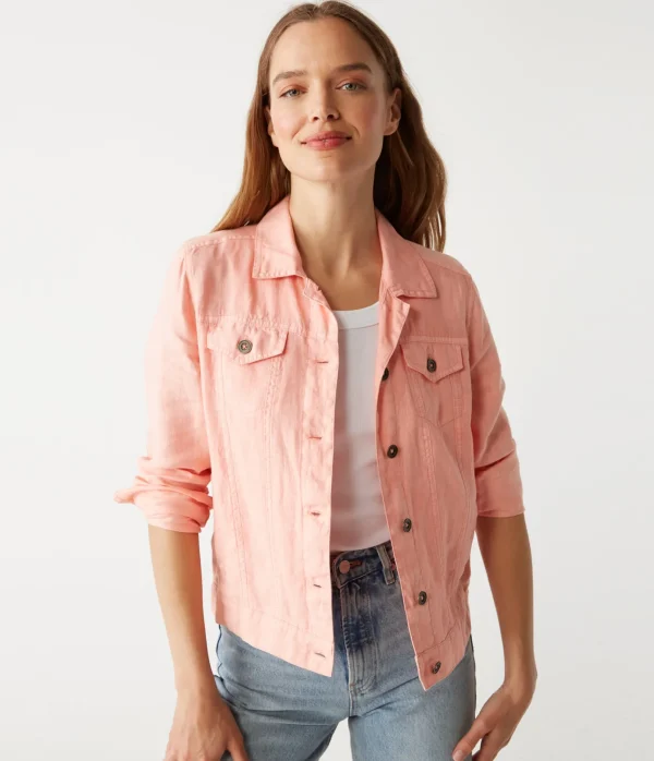 Michael Stars Jean Linen Jacket- Blazers, Jackets & Outerwear