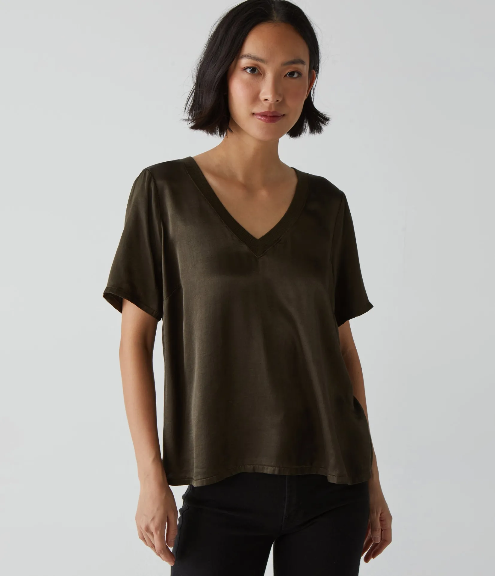 jodi_satin_vneck_top_12.webp Michael Stars Jodi Satin V-Neck Top- Tops, Blouses & Shirts