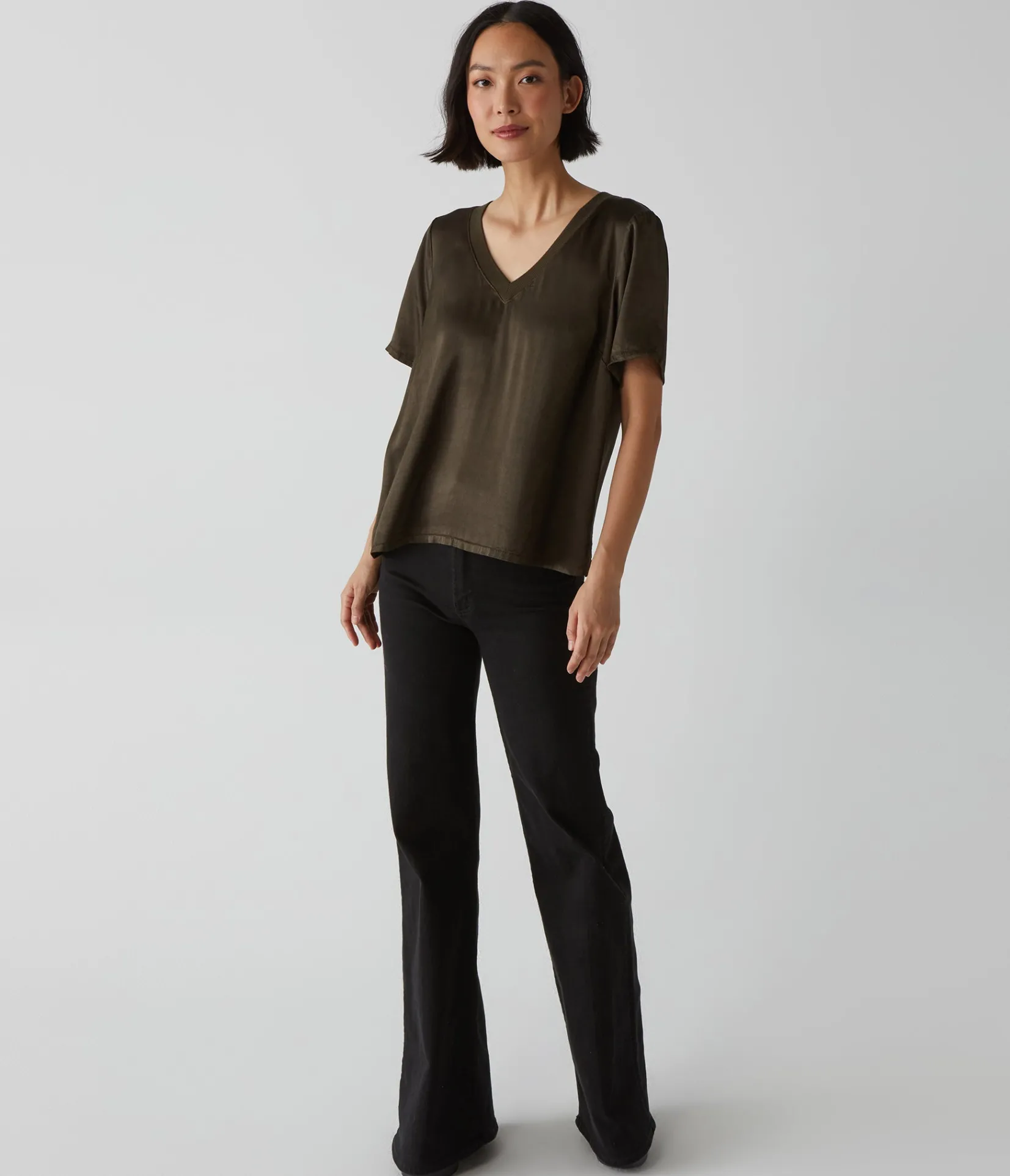 jodi_satin_vneck_top_13.webp Michael Stars Jodi Satin V-Neck Top- Tops, Blouses & Shirts