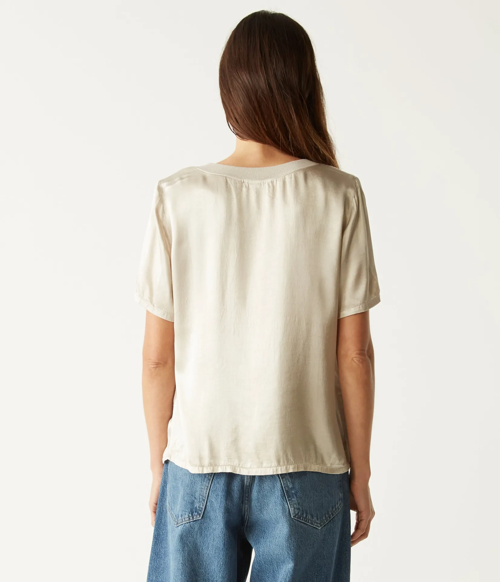 jodi_satin_vneck_top_19.webp Michael Stars Jodi Satin V-Neck Top- Tops, Blouses & Shirts