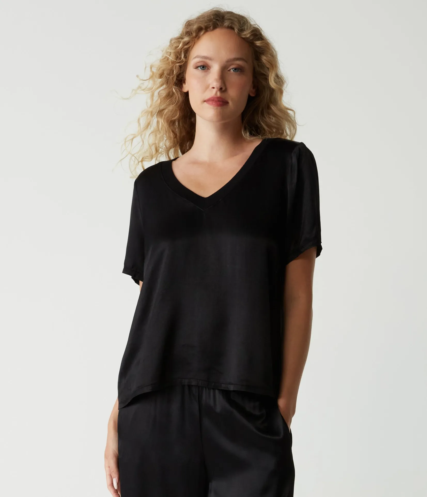 jodi_satin_vneck_top_20.webp Michael Stars Jodi Satin V-Neck Top- Tops, Blouses & Shirts
