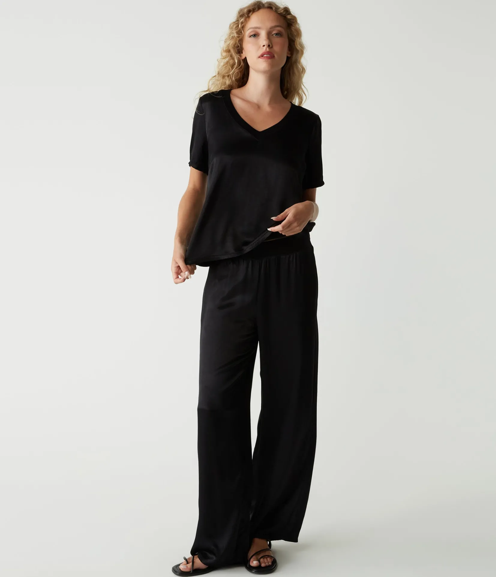 jodi_satin_vneck_top_21.webp Michael Stars Jodi Satin V-Neck Top- Tops, Blouses & Shirts