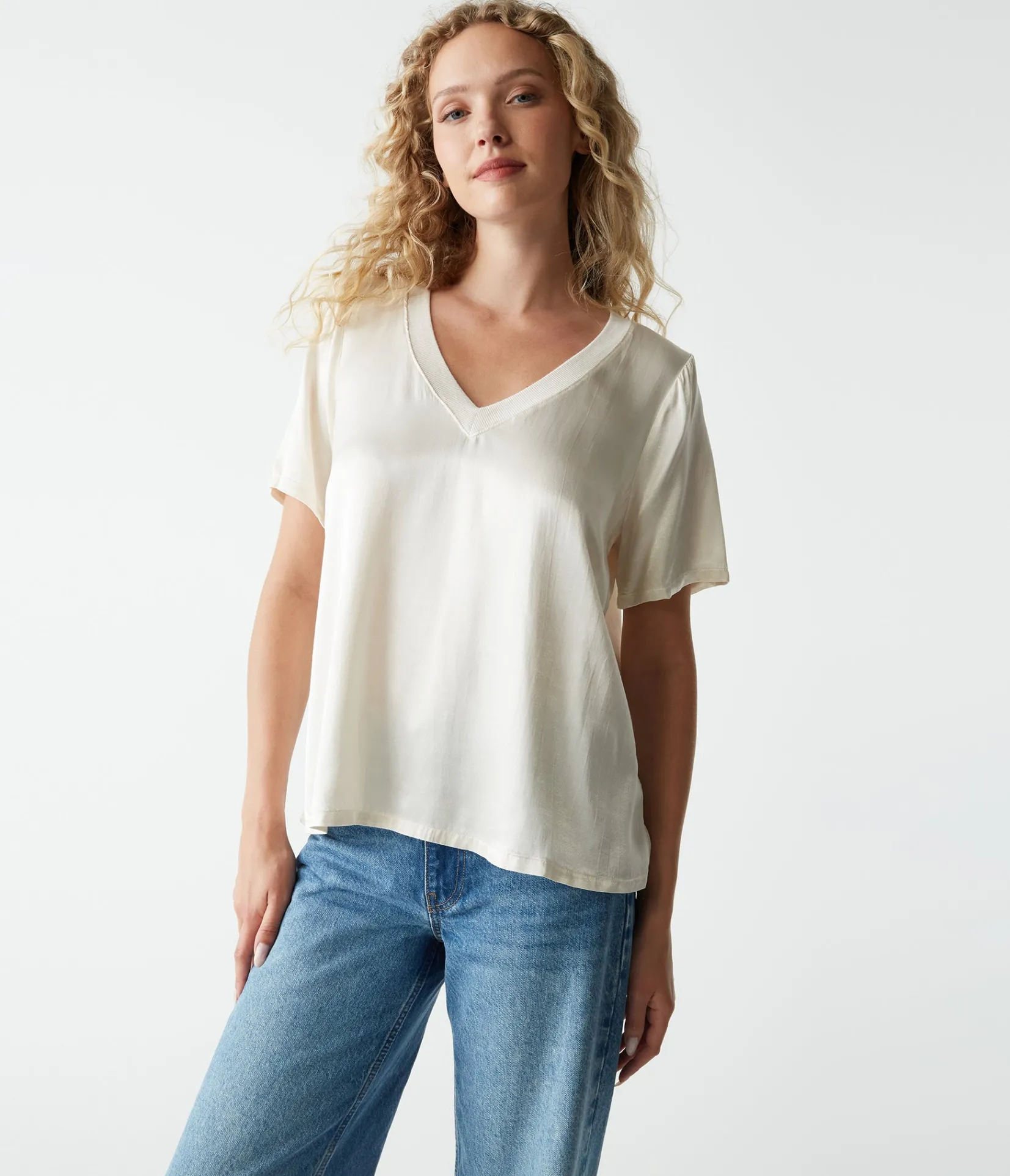 jodi_satin_vneck_top_4.webp Michael Stars Jodi Satin V-Neck Top- Tops, Blouses & Shirts