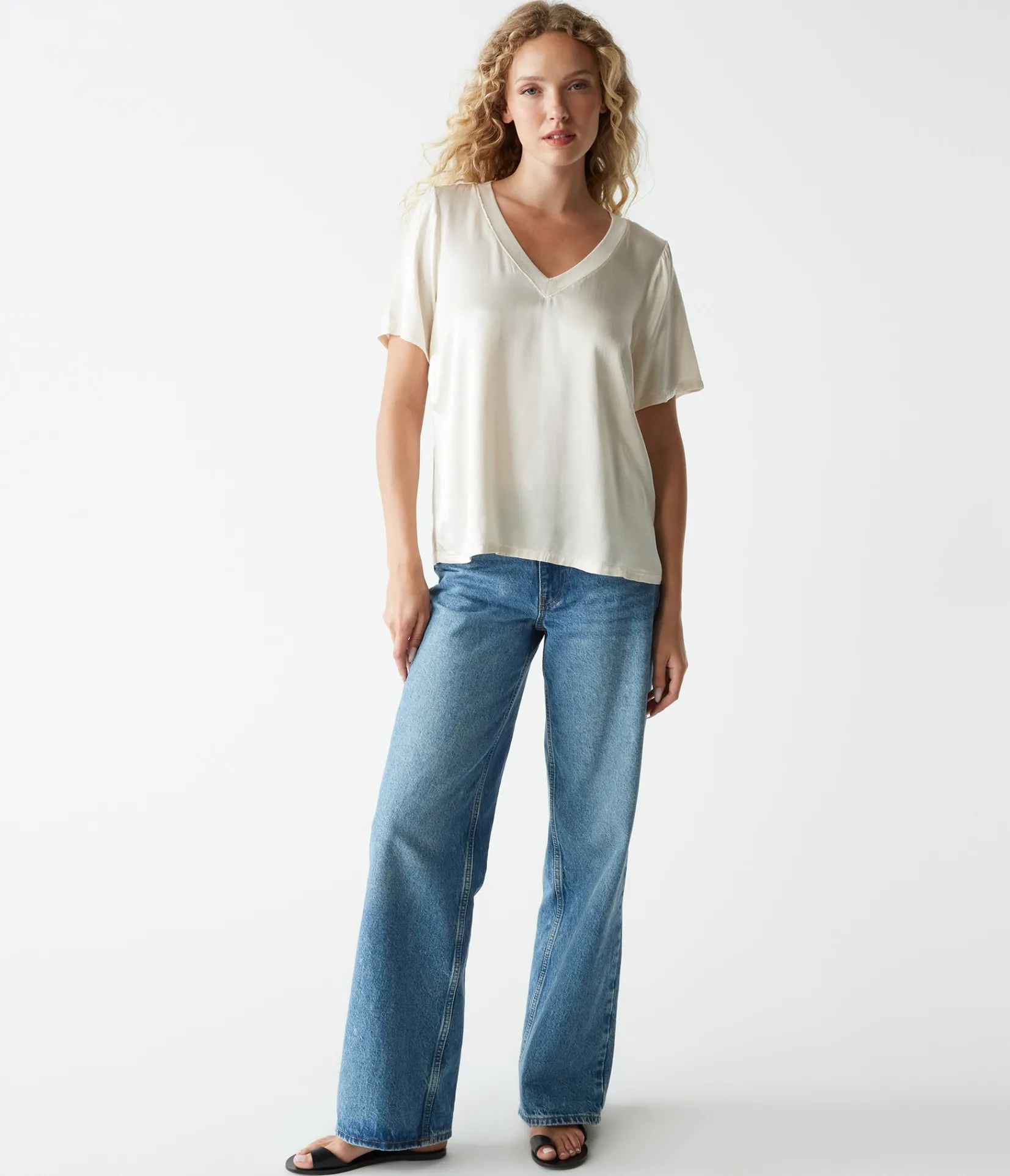 jodi_satin_vneck_top_5.webp Michael Stars Jodi Satin V-Neck Top- Tops, Blouses & Shirts