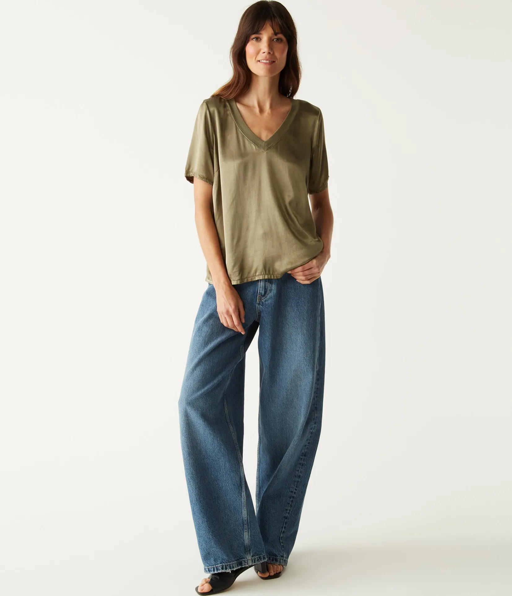 jodi_satin_vneck_top_9.webp Michael Stars Jodi Satin V-Neck Top- Tops, Blouses & Shirts