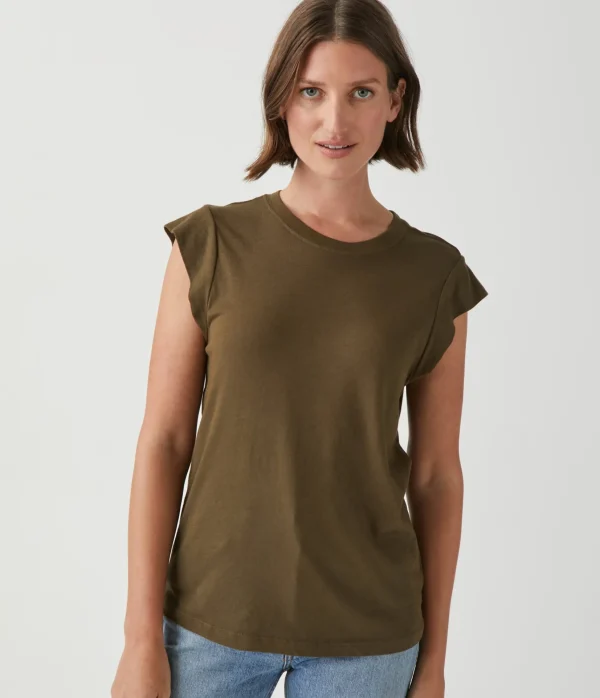 Michael Stars Joey Power Shoulder Tee- T-Shirts