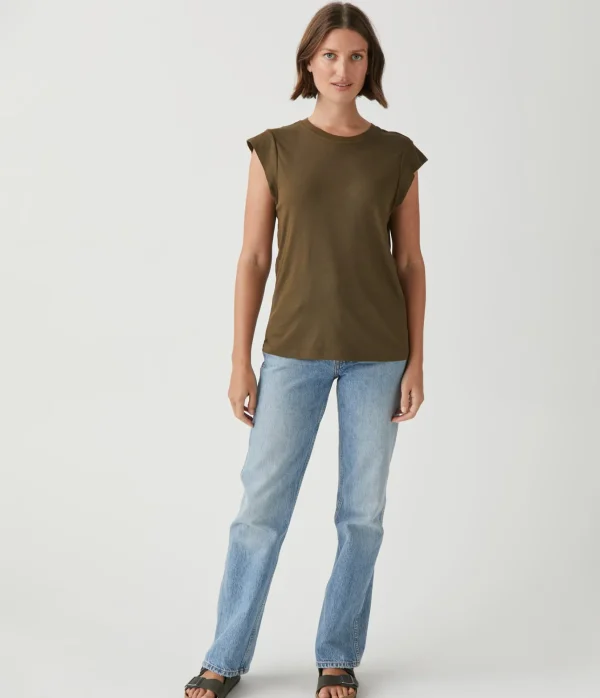 Michael Stars Joey Power Shoulder Tee- T-Shirts