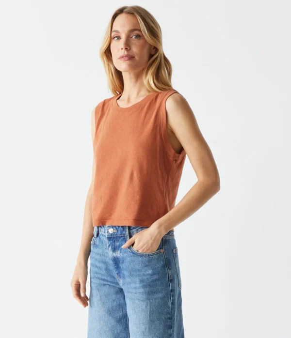 Michael Stars Johnnie Cropped Muscle Tank- Tank Tops