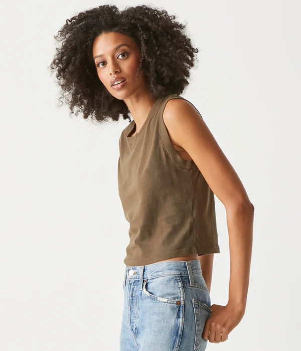 Michael Stars Johnnie Cropped Muscle Tank- Tank Tops