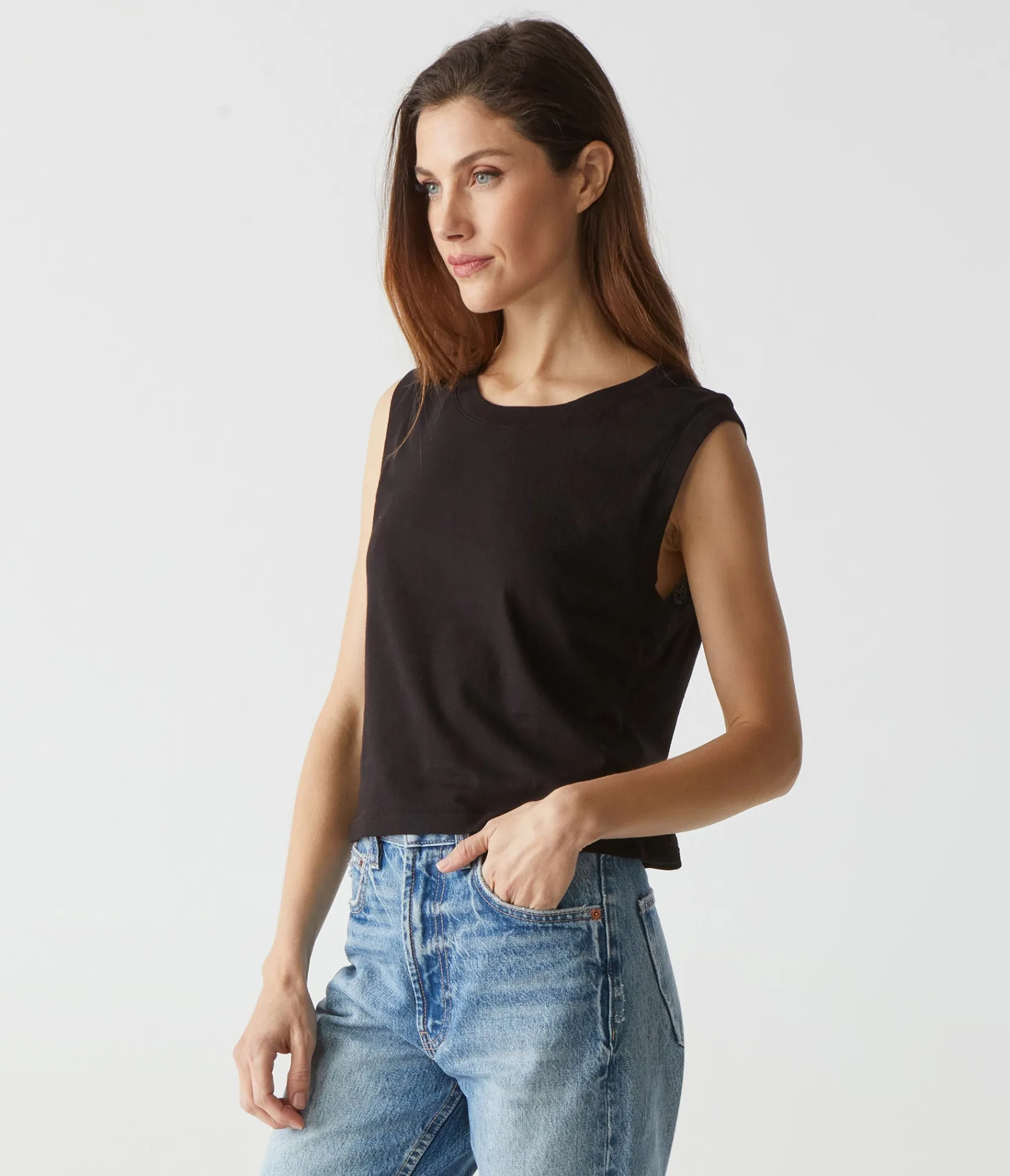 johnnie_cropped_muscle_tank_2.webp Michael Stars Johnnie Cropped Muscle Tank- Tank Tops