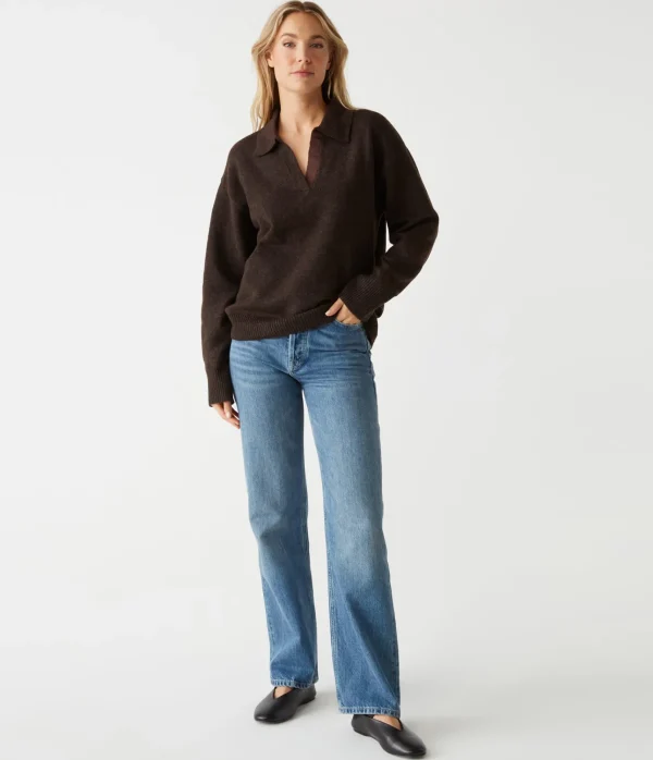 Michael Stars Jonas Johnny Collar Sweater- Sweaters & Cardigans