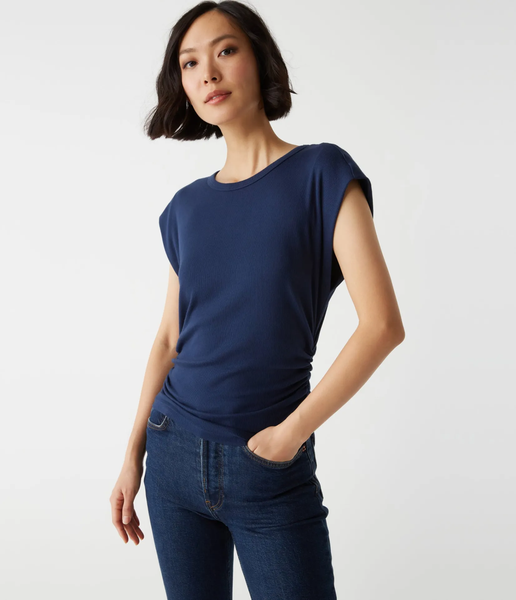 joni_power_shoulder_tee_0.webp Michael Stars Joni Power Shoulder Tee- Tops, Blouses & Shirts | T-Shirts