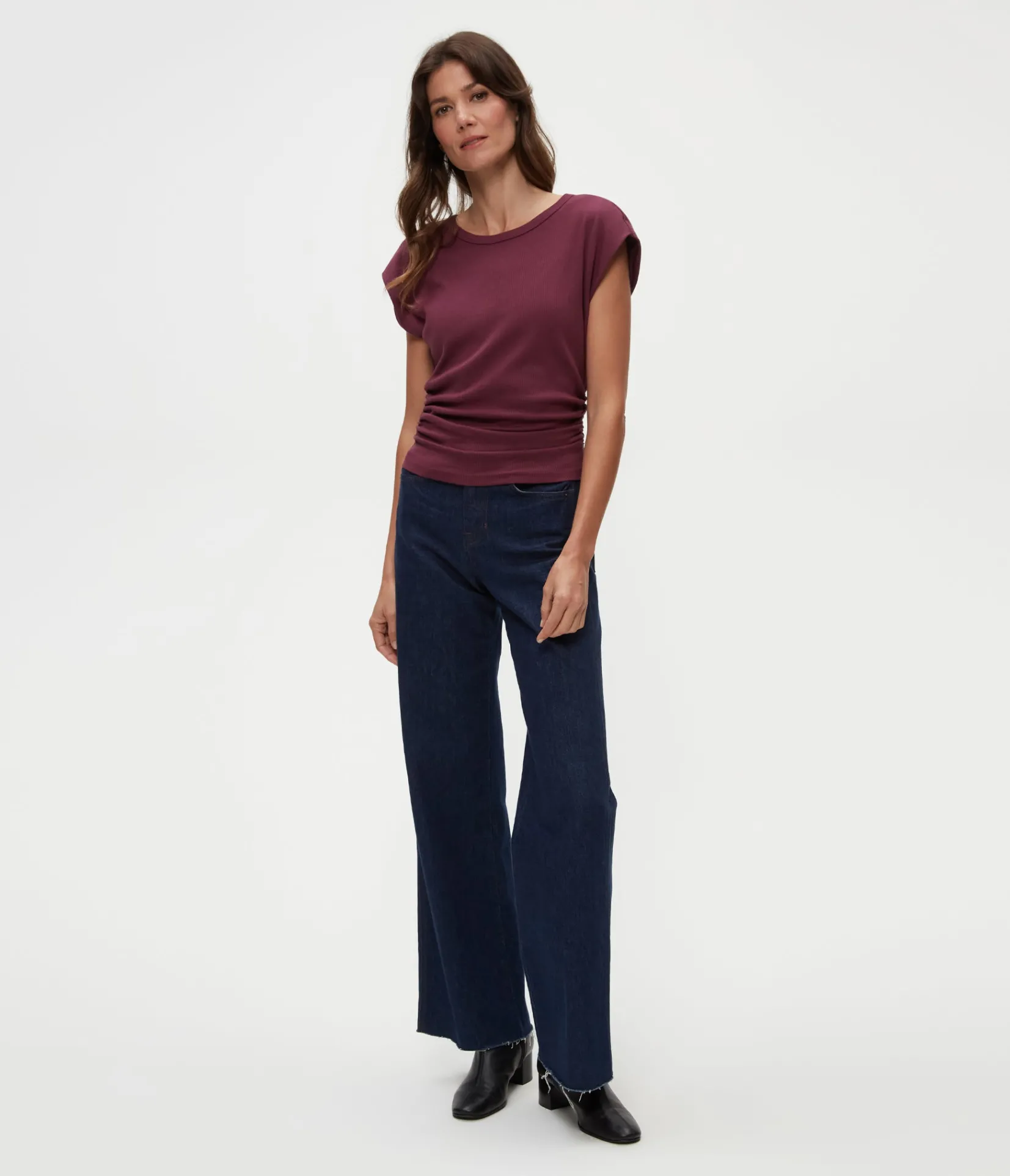 joni_power_shoulder_tee_17.webp Michael Stars Joni Power Shoulder Tee- Tops, Blouses & Shirts | T-Shirts