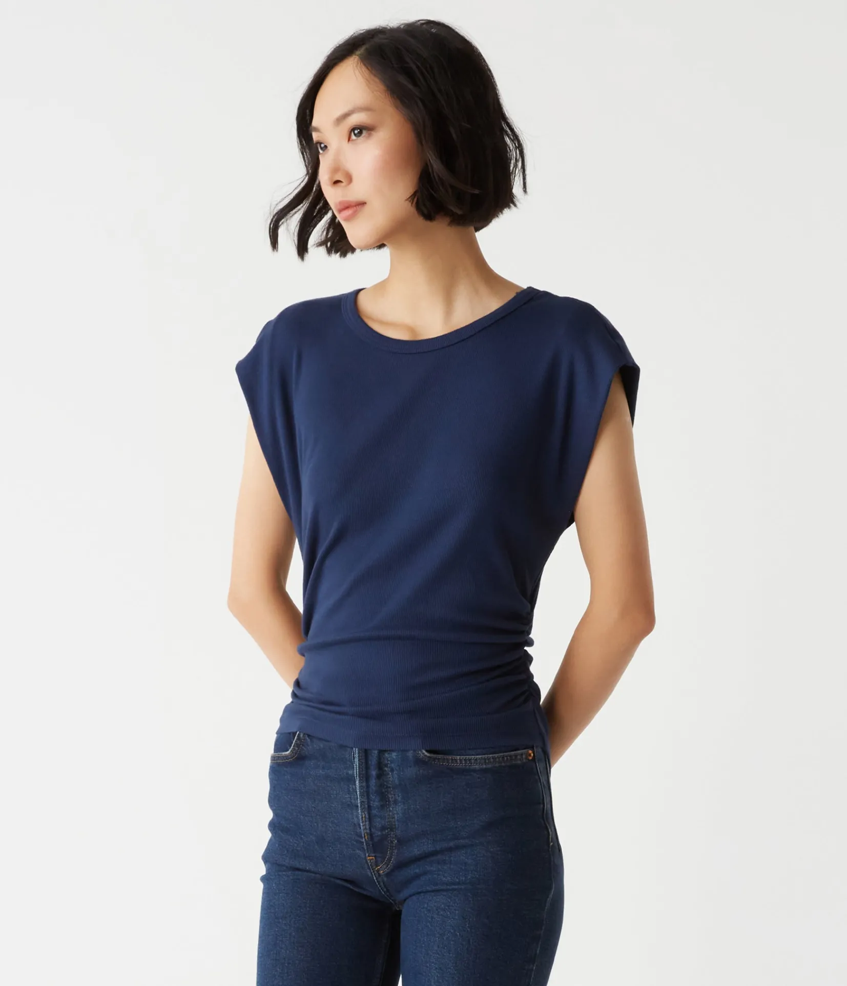 joni_power_shoulder_tee_2.webp Michael Stars Joni Power Shoulder Tee- Tops, Blouses & Shirts | T-Shirts