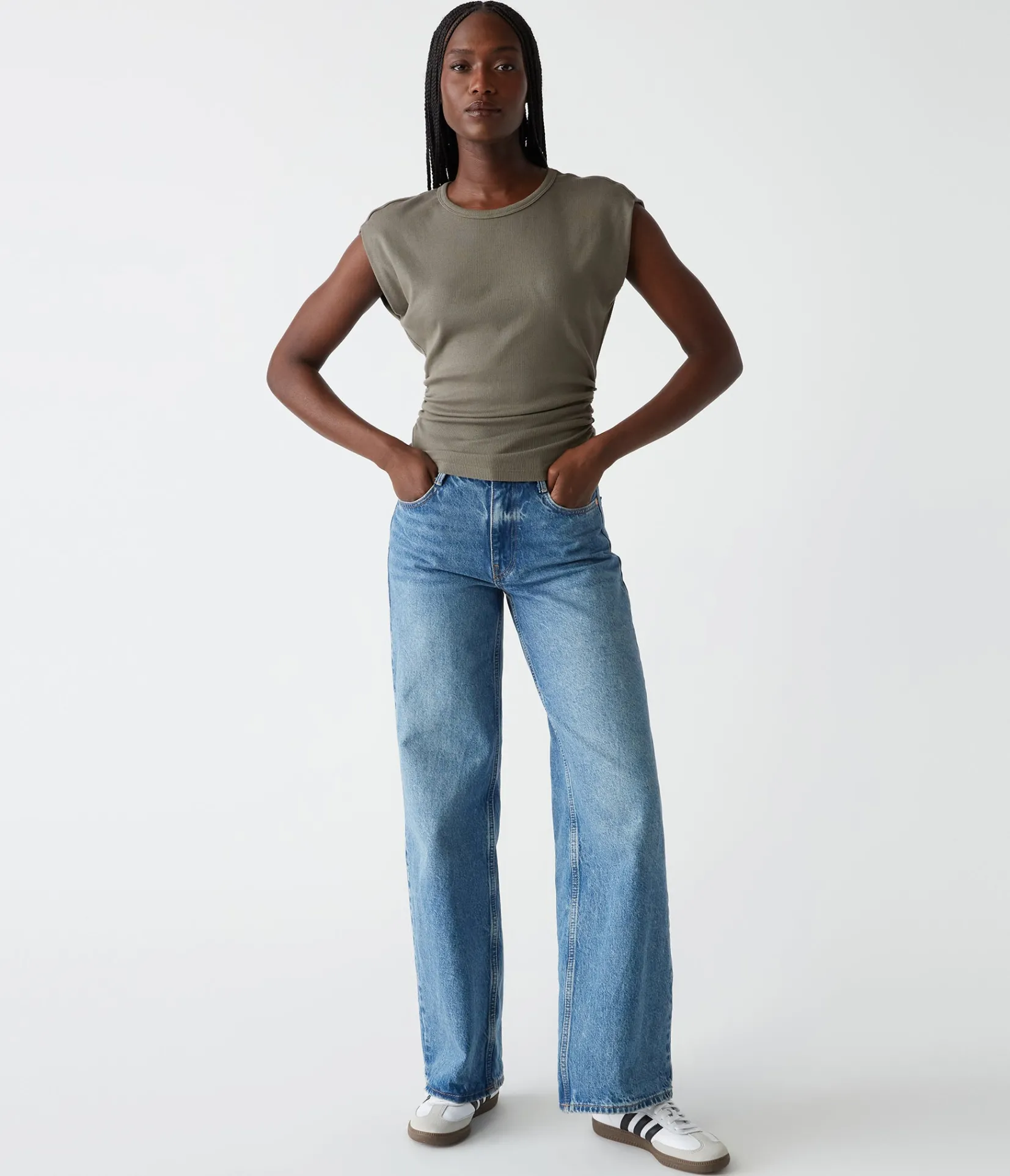 joni_power_shoulder_tee_21.webp Michael Stars Joni Power Shoulder Tee- Tops, Blouses & Shirts | T-Shirts