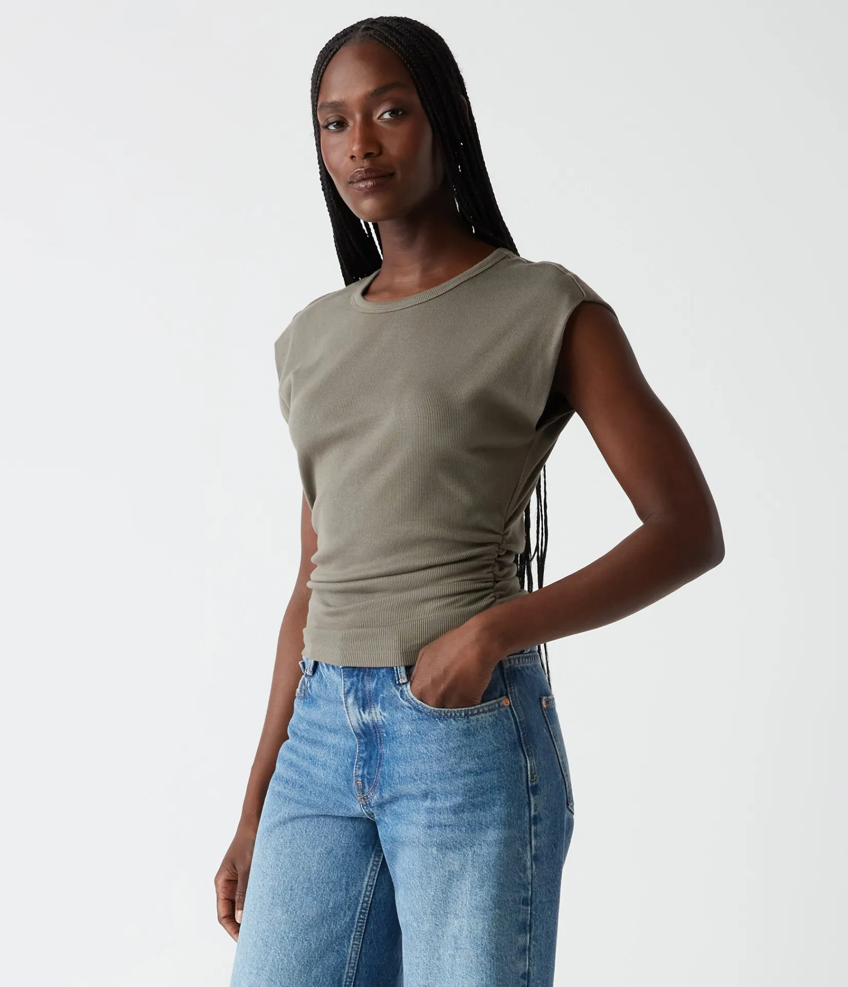 joni_power_shoulder_tee_22.webp Michael Stars Joni Power Shoulder Tee- Tops, Blouses & Shirts | T-Shirts