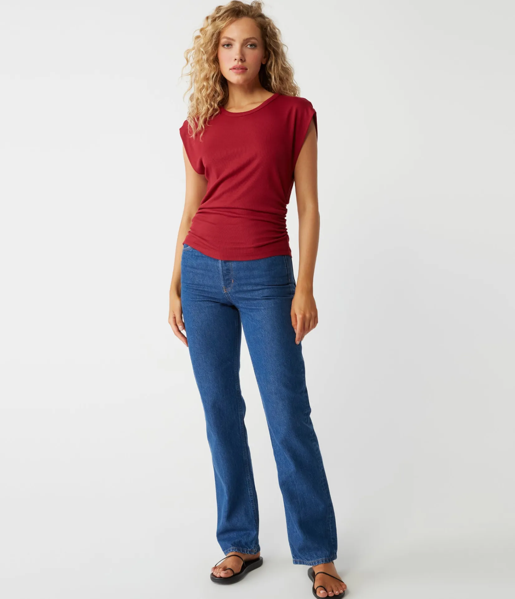 joni_power_shoulder_tee_29.webp Michael Stars Joni Power Shoulder Tee- Tops, Blouses & Shirts | T-Shirts