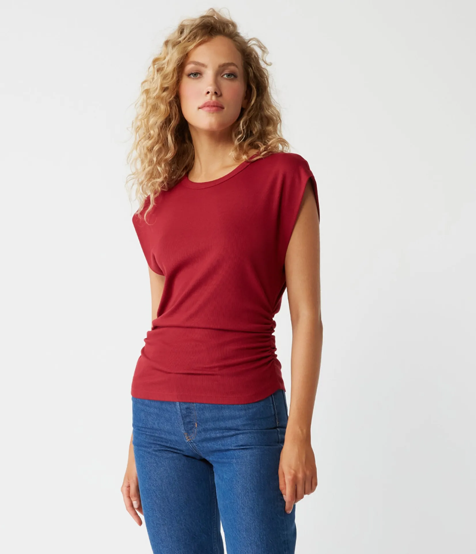 joni_power_shoulder_tee_30.webp Michael Stars Joni Power Shoulder Tee- Tops, Blouses & Shirts | T-Shirts