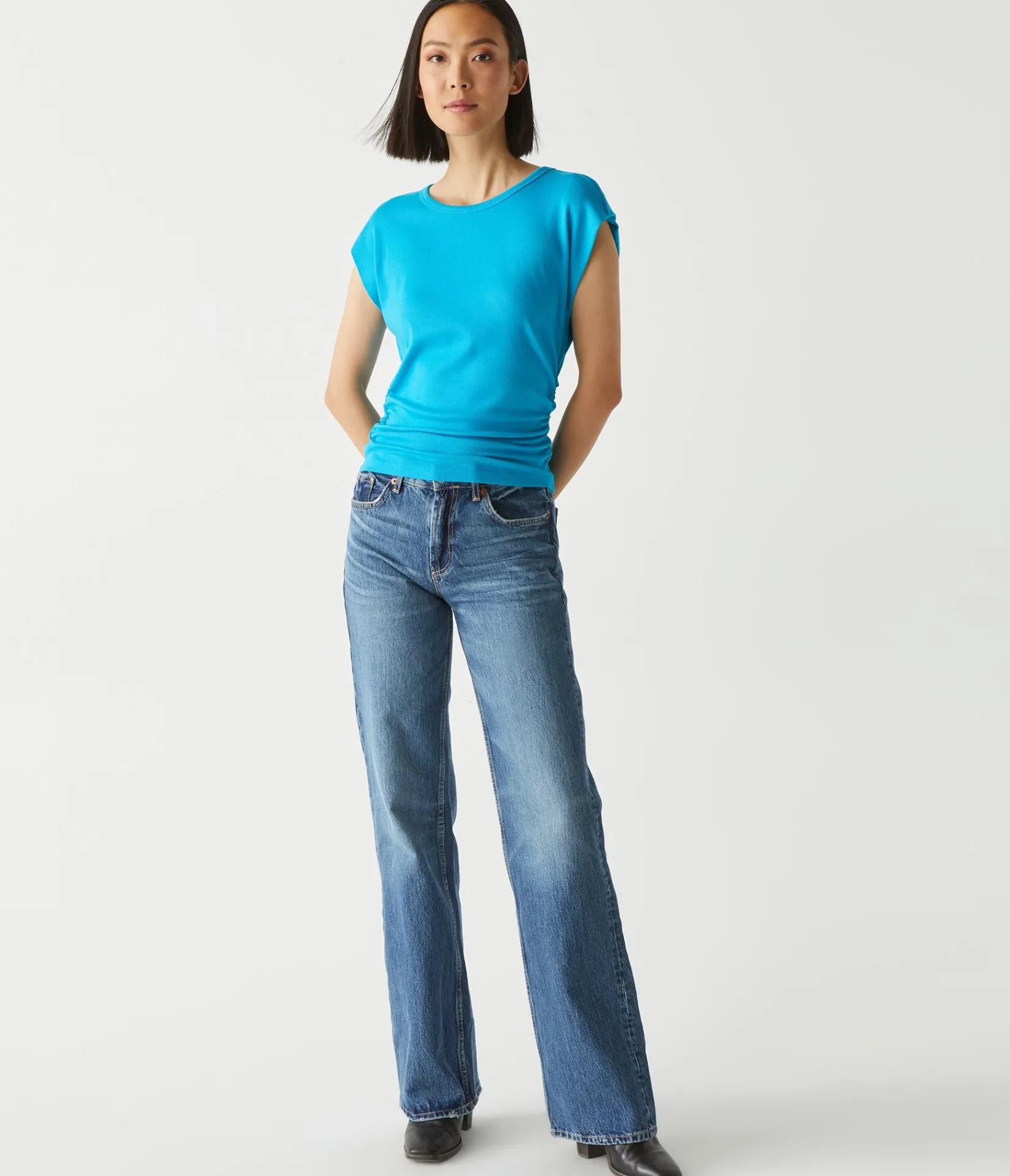 joni_power_shoulder_tee_49.webp Michael Stars Joni Power Shoulder Tee- Tops, Blouses & Shirts | T-Shirts