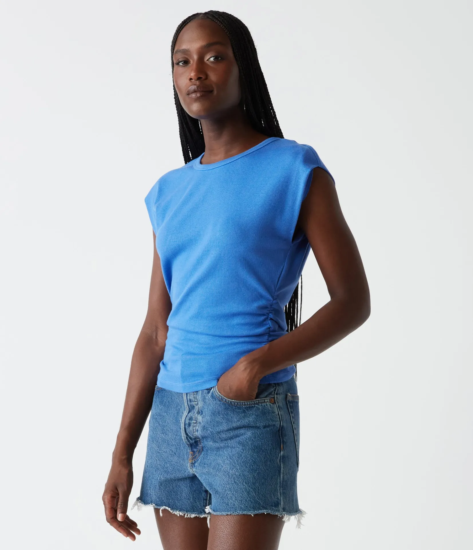 joni_power_shoulder_tee_54.webp Michael Stars Joni Power Shoulder Tee- Tops, Blouses & Shirts | T-Shirts