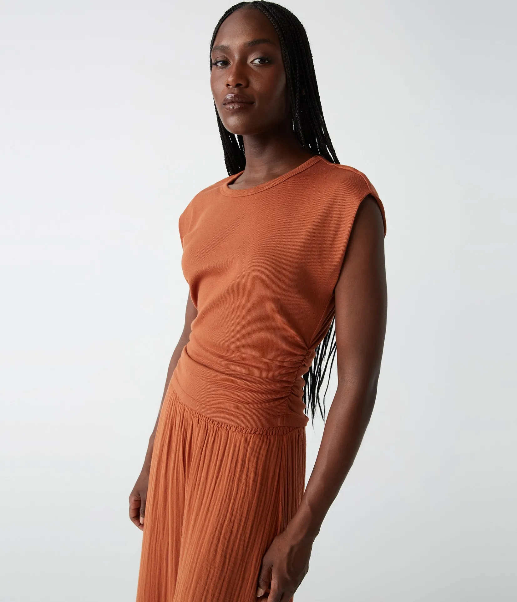 joni_power_shoulder_tee_56.webp Michael Stars Joni Power Shoulder Tee- Tops, Blouses & Shirts | T-Shirts