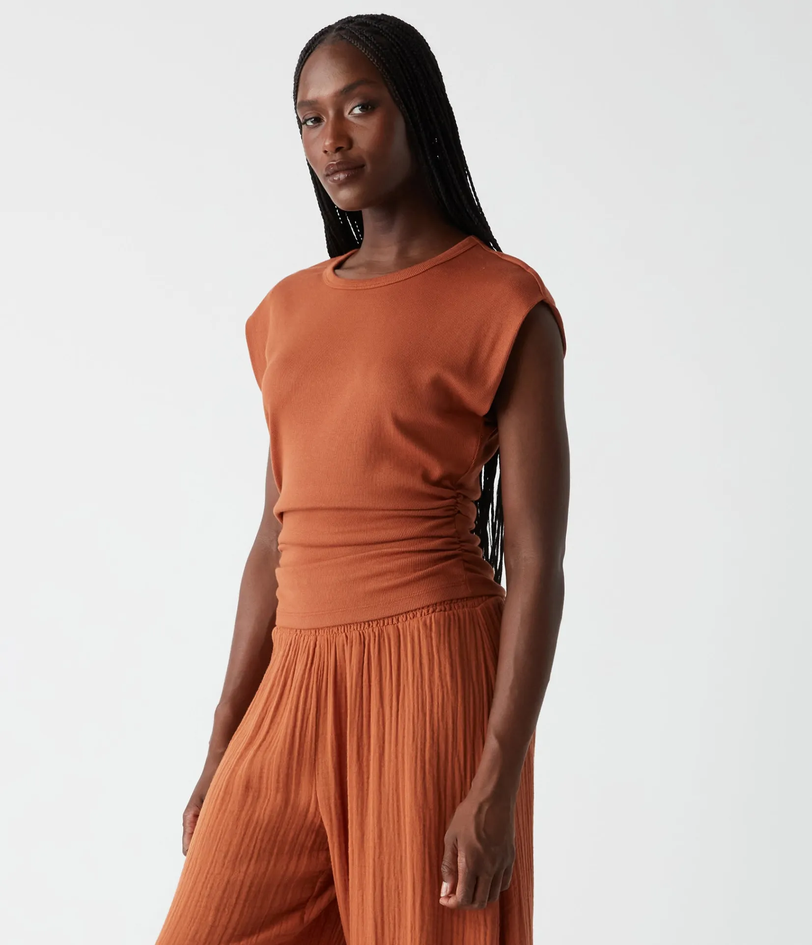 joni_power_shoulder_tee_58.webp Michael Stars Joni Power Shoulder Tee- Tops, Blouses & Shirts | T-Shirts