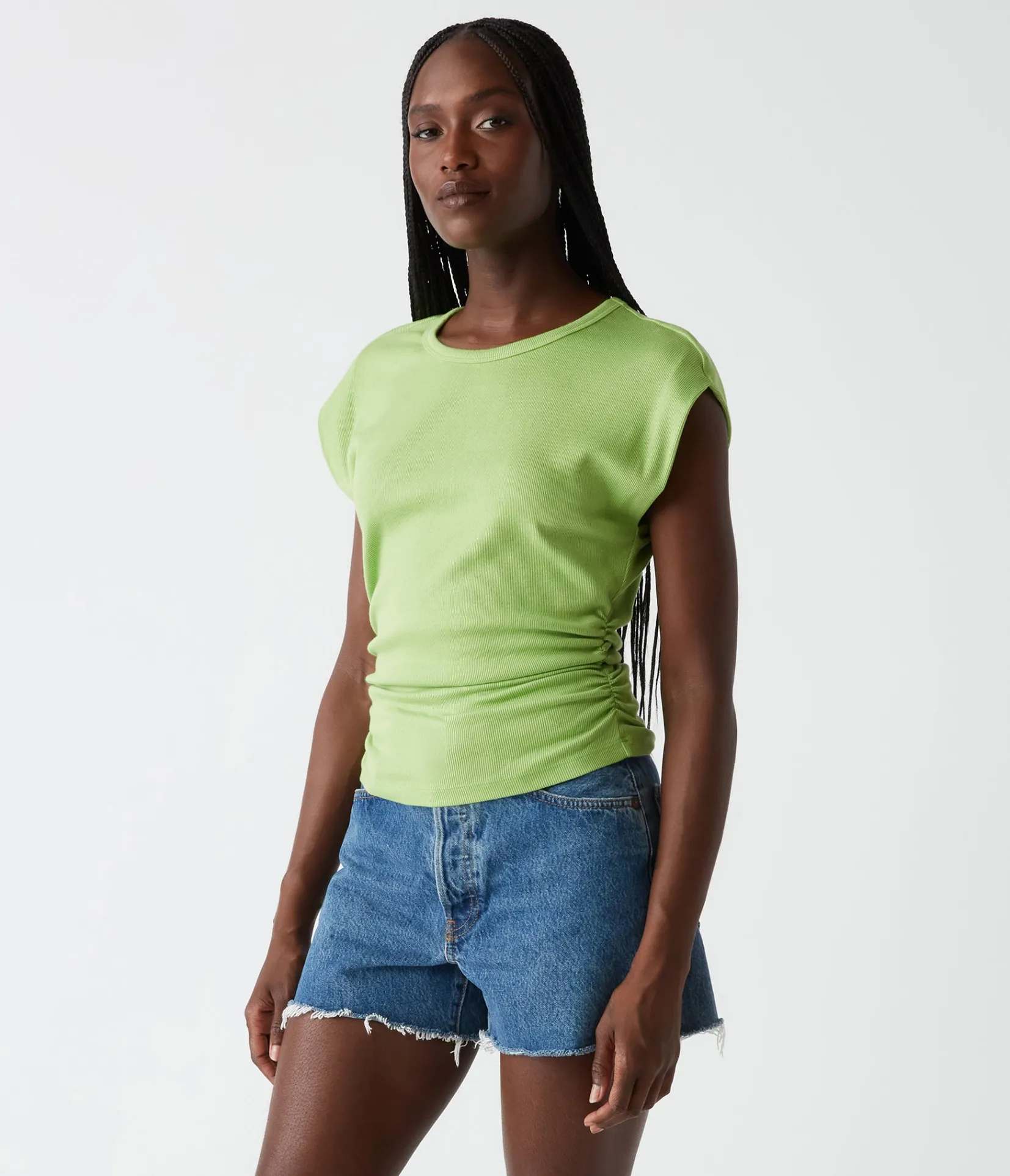 joni_power_shoulder_tee_66.webp Michael Stars Joni Power Shoulder Tee- Tops, Blouses & Shirts | T-Shirts