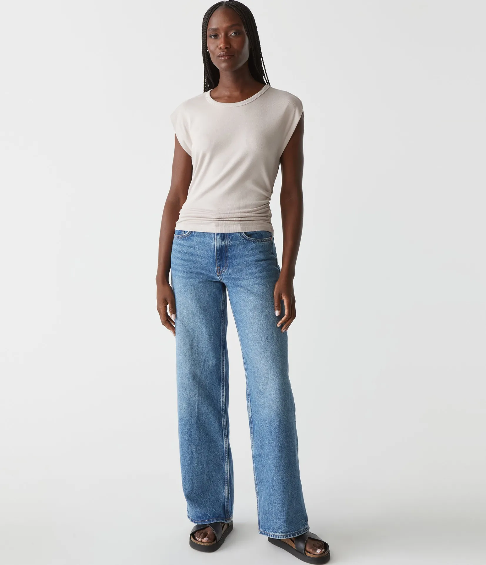 joni_power_shoulder_tee_69.webp Michael Stars Joni Power Shoulder Tee- Tops, Blouses & Shirts | T-Shirts