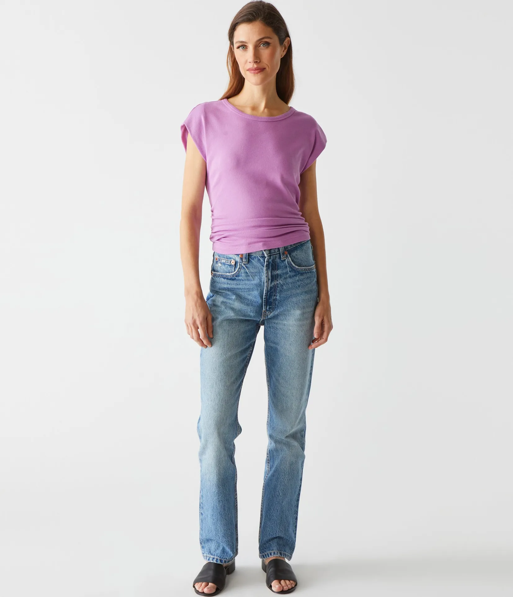 joni_power_shoulder_tee_77.webp Michael Stars Joni Power Shoulder Tee- Tops, Blouses & Shirts | T-Shirts