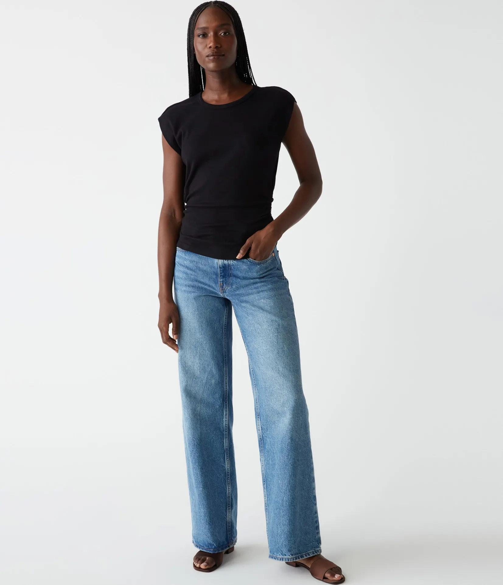 joni_power_shoulder_tee_9.webp Michael Stars Joni Power Shoulder Tee- Tops, Blouses & Shirts | T-Shirts