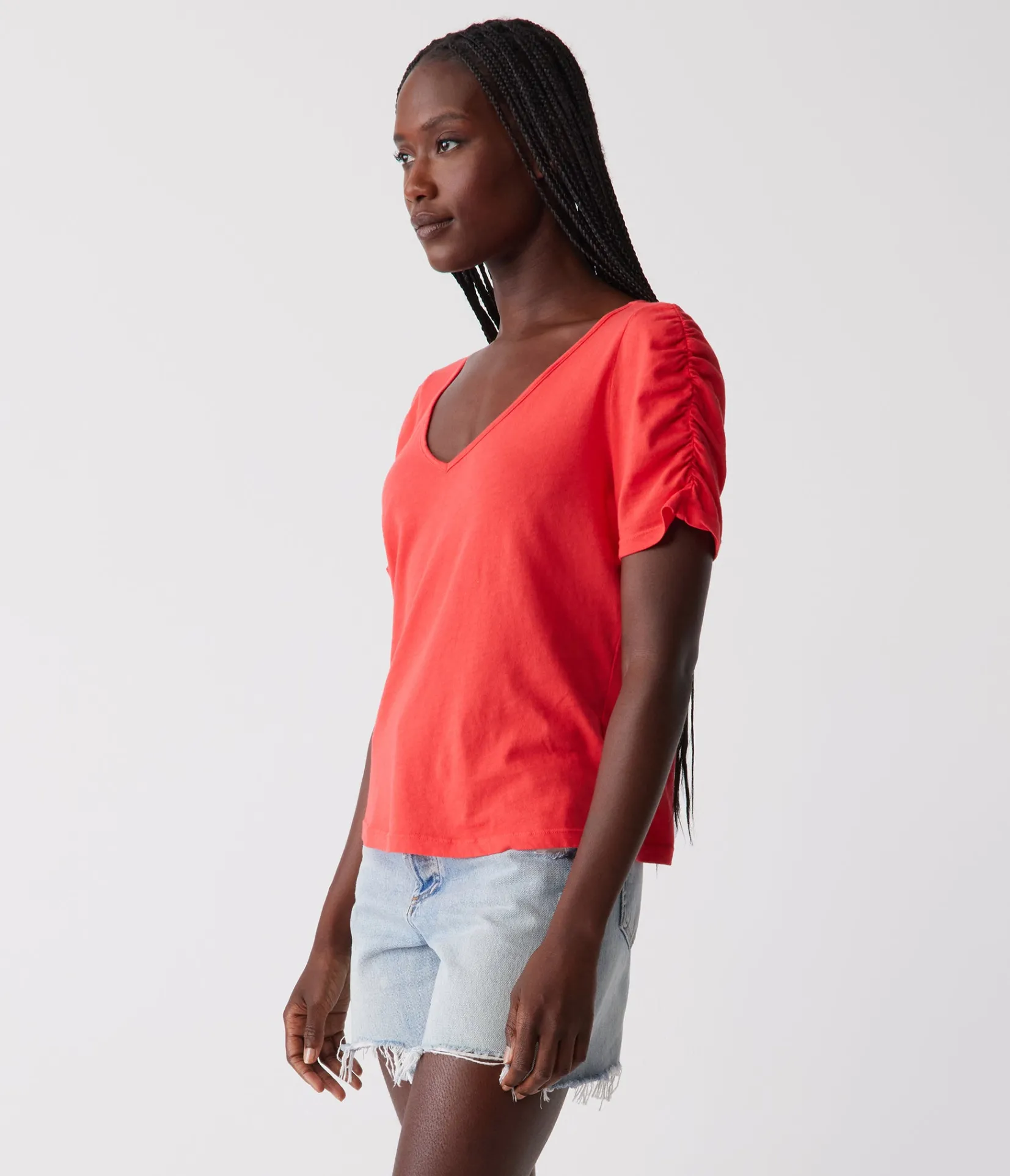 josie_ruched_sleeve_tee_10.webp Michael Stars Josie Ruched Sleeve Tee- T-Shirts