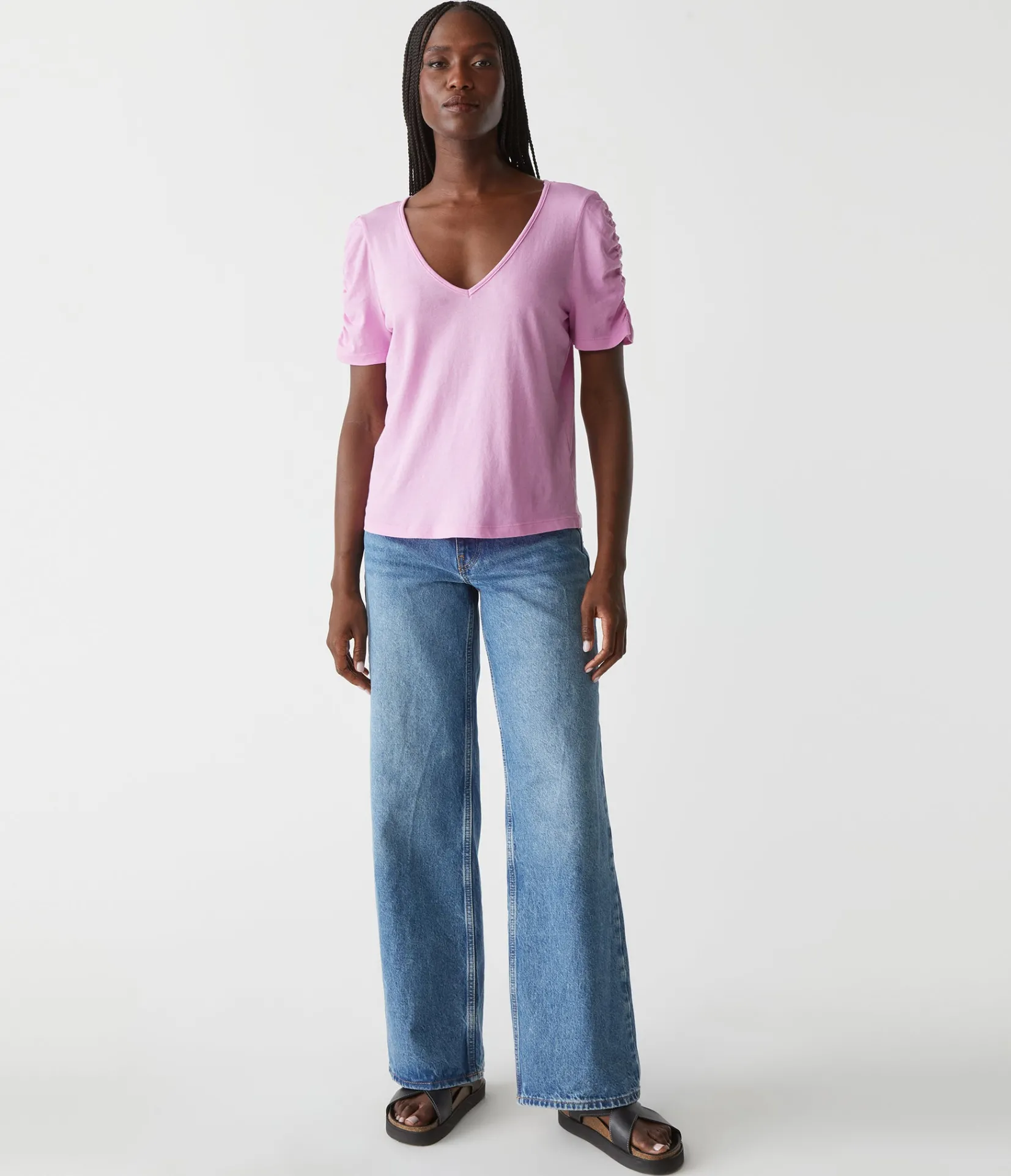 josie_ruched_sleeve_tee_13.webp Michael Stars Josie Ruched Sleeve Tee- T-Shirts