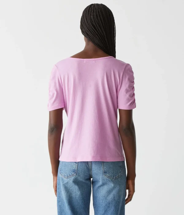 Michael Stars Josie Ruched Sleeve Tee- T-Shirts