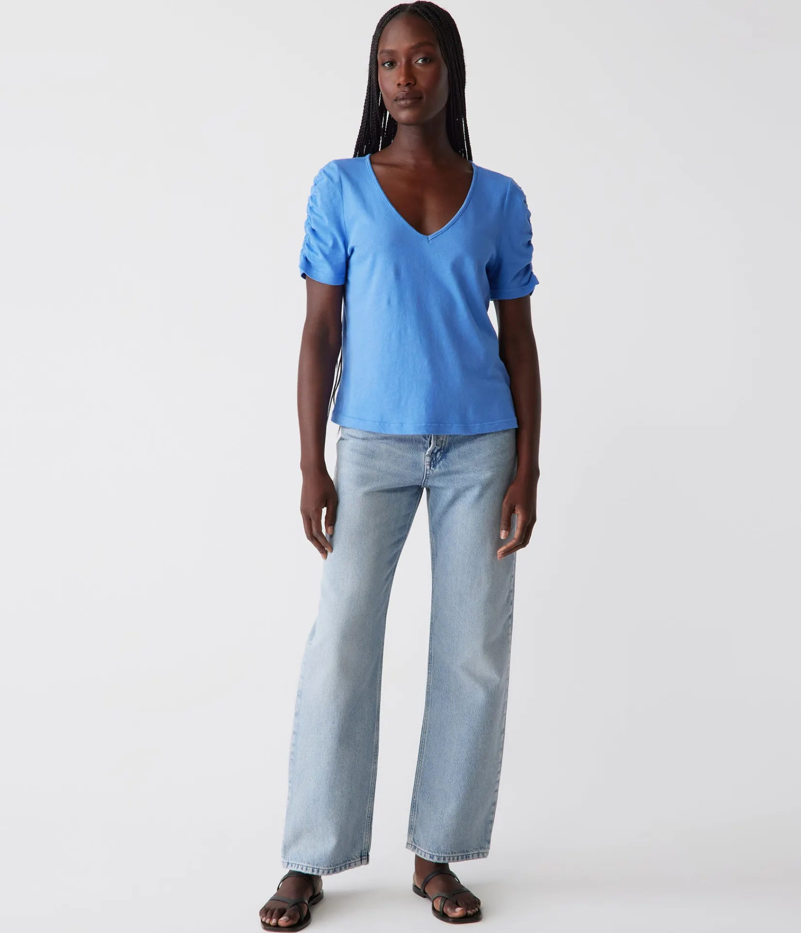 josie_ruched_sleeve_tee_17.webp Michael Stars Josie Ruched Sleeve Tee- T-Shirts
