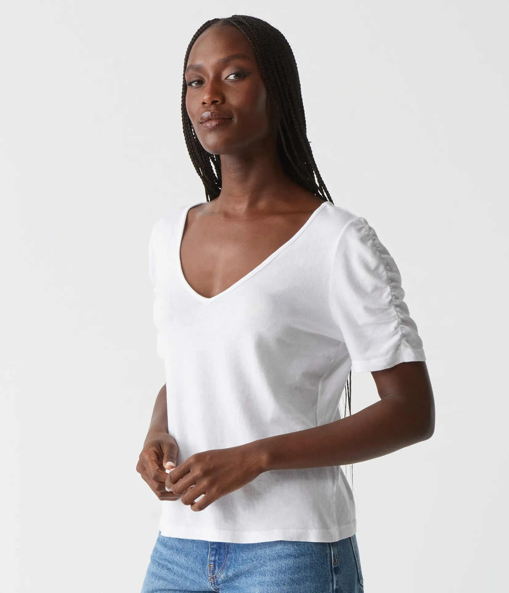 josie_ruched_sleeve_tee_2.webp Michael Stars Josie Ruched Sleeve Tee- T-Shirts